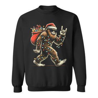 Santa Bigfoot Christmas Lights Sasquatch Believe Sweatshirt - Thegiftio UK