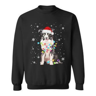 Santa Border Collie Christmas Tree Light Pajama Dog X-Mas Sweatshirt - Seseable