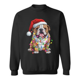 Santa Bulldog Christmas Tree Light Pajama Dog X-Mas Matching Sweatshirt - Monsterry