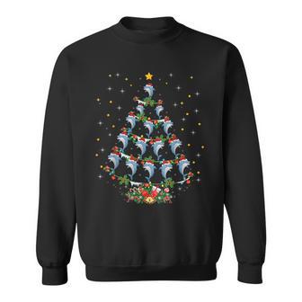 Santa Dolphin Fish Lover Xmas Dolphin Christmas Tree Sweatshirt - Monsterry UK