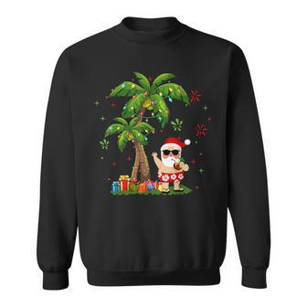 Santa Hawaiian Christmas Palm Tree Lights Xmas Sweatshirt - Monsterry UK