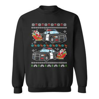 Santa Police Car Ugly Christmas Pajama Policeman Cop Officer Sweatshirt - Monsterry