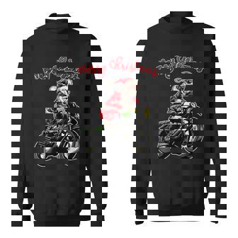 Santa Riding A Motorbike Christmas Motorcycle Christmas Sweatshirt - Monsterry