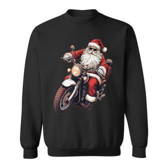 Santa Riding Motorcycle Bike Christmas Biker Xmas Sweatshirt - Thegiftio UK