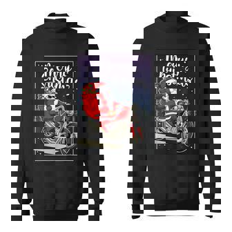 Santa Riding Motorcycle Merry Christmas Pajama Sweatshirt - Monsterry