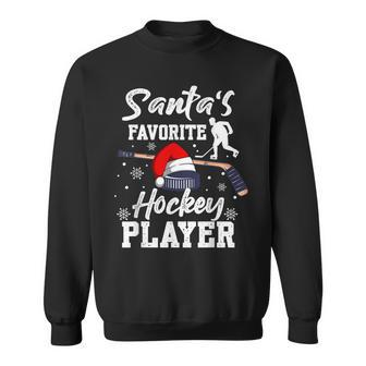 Santa's Favorite Hockey Player Christmas Pajama Hockey Xmas Sweatshirt - Monsterry CA