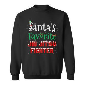 Santa's Favorite Jiu Jitsu Fighter Christmas Costumes Elf Sweatshirt - Monsterry CA