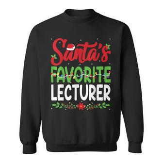 Santa's Favourite Lecturer Christmas Santa Hat Lights Sweatshirt - Monsterry AU