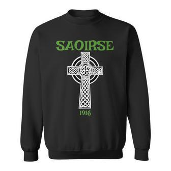 Saoirse Meaning Freedom Irish Republican With Celtic Cross Sweatshirt - Monsterry