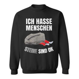 Sarcasmus Slogan Ich Hasse Menschen S Black Sweatshirt - Seseable