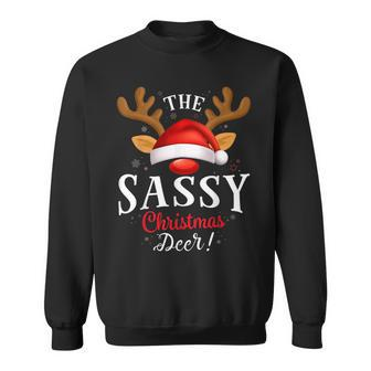 Sassy Christmas Deer Pjs Xmas Family Matching Sweatshirt - Thegiftio UK