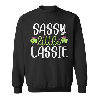 Sassy Little Lassie Girls St Patrick's Day Shamrocks Sweatshirt - Monsterry CA