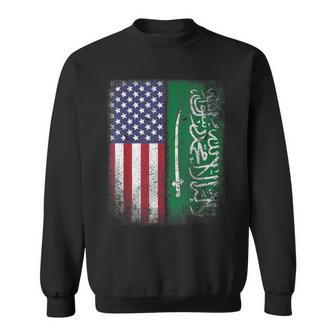 Saudi Arabia Usa Flag Arabic Logo National Pride Sweatshirt - Monsterry CA