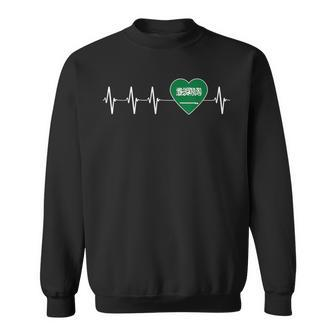 Saudi Arabian Heartbeat I Love Saudi Arabia Flag Heart Pulse Sweatshirt - Monsterry