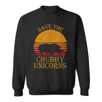 Save The Chubby Unicorns Retro Style Rhino Sweatshirt - Seseable