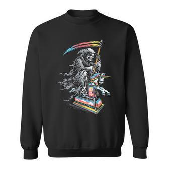 Scary Valhalla Grim Reaper Scythe Grunge Horror Gothic Sweatshirt - Monsterry CA