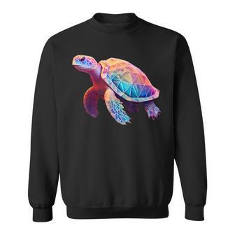 Schildkröte Bunt Polygon Pink Tiermotiv Kunst Geometrisch Sweatshirt - Geschenkecke