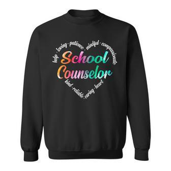 School Counselor Heart Word Cloud Watercolor Rainbow Sweatshirt - Monsterry AU