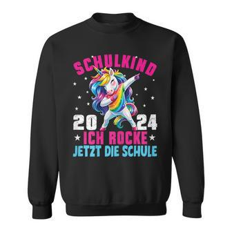 Schulkind 2024 Dabbing Unicorn Ich Rocke Jetzt Die Schule Sweatshirt - Geschenkecke