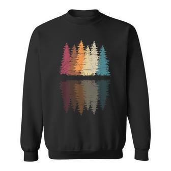 Schwarzes Sweatshirt Waldspiegelung, Aquarell Design - Seseable