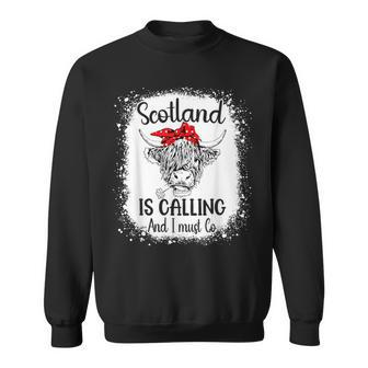 Scotland Is Calling And I Must Go Bleached Highland Cow Sweatshirt - Monsterry AU