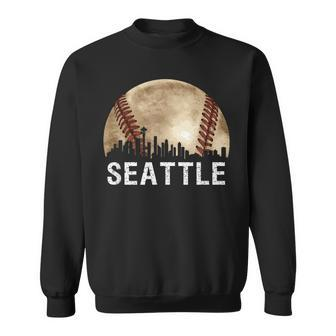 Seattle Skyline City Vintage Baseball Lover Sweatshirt | Mazezy