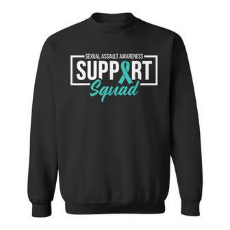 Sexual Assault Awareness Support Squad I Wear Teal Ribbon Sweatshirt | Mazezy