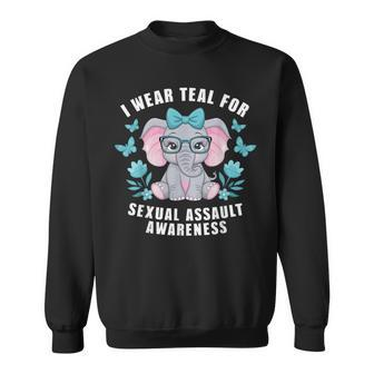 Sexual Assault Awareness I Wear Teal Cute Elephant 2024 Sweatshirt | Mazezy