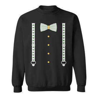 Shamrock Bow Tie & Suspenders St Patrick's Day Costume Sweatshirt - Monsterry