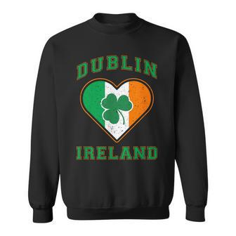 Shamrock Clover In Dublin Ireland Flag In Heart Shaped Sweatshirt - Thegiftio UK