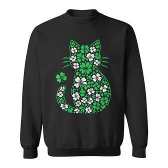 Shamrock Irish Cat Graphic Saint Patrick Day For Cat Lovers Sweatshirt | Seseable UK