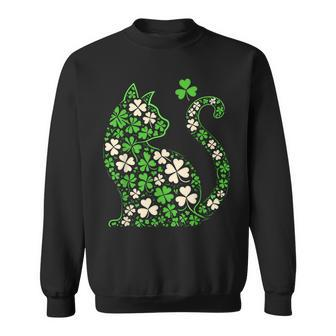 Shamrock Irish Cat Graphic Saint Patrick Day For Cat Lovers Sweatshirt | Mazezy AU