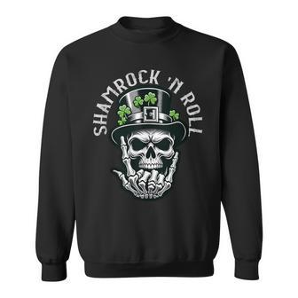 Shamrock N Roll Leprechaun Punk & Clover Skulls Apparel Sweatshirt - Monsterry UK