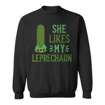She Likes My Leprechaun St Patrick's Couple Sweatshirt - Seseable