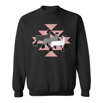 Show Club Lamb With Western Aztec-Inspired Geometric Pattern Sweatshirt - Seseable