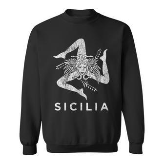 Sicilian Pride Sicilia Sicilian Flag Trinacria Faded Sweatshirt - Monsterry