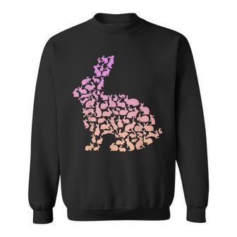 Silhouette Bunny For Rabbit Lover Girls Rabbit Sweatshirt - Monsterry