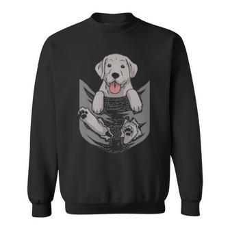Silver Labrador Lab Hang Out In My Pocket Puppy Dog Sweatshirt | Mazezy