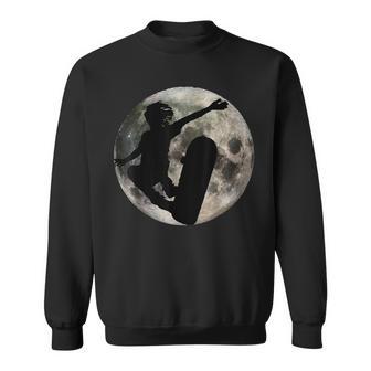 Skateboard Kick Flip Silhouet Fool Moon Skateboarder Sweatshirt - Monsterry