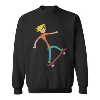 Skateboarding Stickman Skateboard Sweatshirt - Monsterry