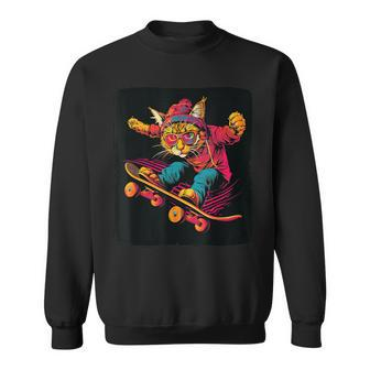 Skating Cat With Cool Skateboard Costume Sweatshirt - Thegiftio UK