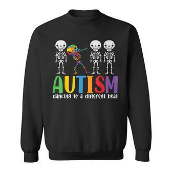 Skeleton Dancing To A Different Beat Autism Awareness Sweatshirt - Monsterry DE