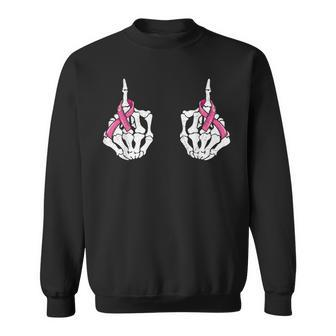 Skeleton Hand Fuck Cancer Pink Breast Cancer Awareness Sweatshirt - Monsterry