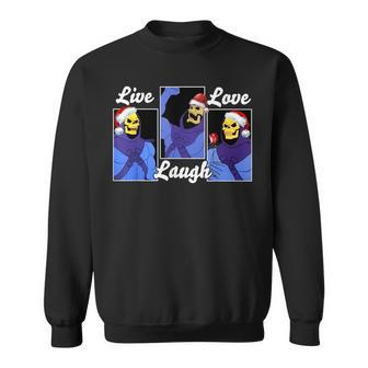 Skeleton Live Laugh Love Hat Christmas Sweatshirt - Monsterry AU
