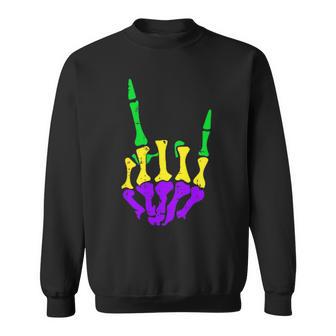 Skeleton Rock Hand Pocket Mardi Gras Bones Music Lover Band Sweatshirt - Monsterry CA