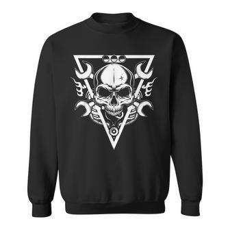 Skull Auto Mechanic Cars Garage Tuning Workshop Screwdriver Sweatshirt - Monsterry