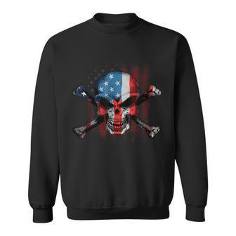 Skull Bones American Usa Flag Vintage Patriotic Sweatshirt - Monsterry DE