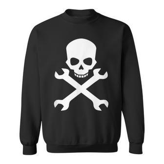 Skull With Crossed Wrenches For Mechanics And Gear Heads Sweatshirt - Monsterry