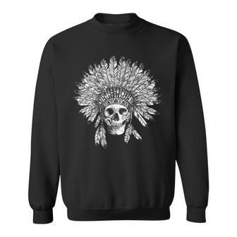Skull And Headdress Tribal Feathers Eagle Wolf Sweatshirt - Monsterry UK