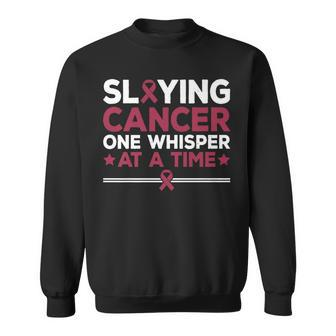 Slaying Cancer One Whisper At A Time Throat Cancer Awareness Sweatshirt | Mazezy